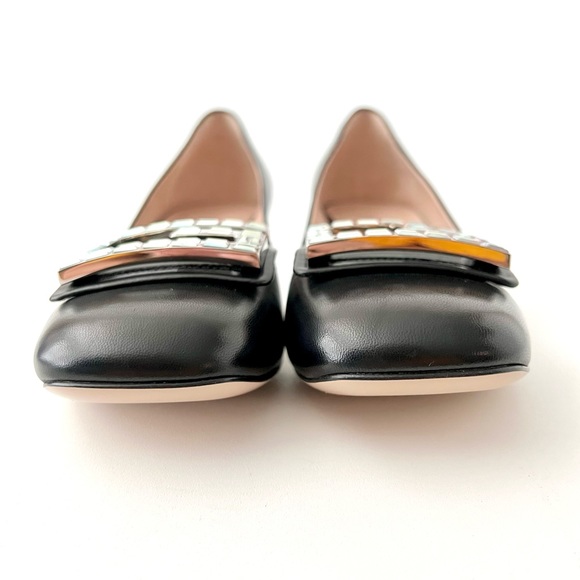 GUCCI | Decollete Madelyn Black Malaga Kid Pump Heel with G Crystals Size 37 - Picture 7 of 16